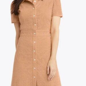 Draper James Peach Eyelet Button-Front Mini Dress
